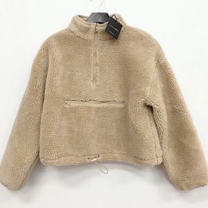 JLUXLABEL Sherpa cropped pullover top Teddy